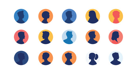 User icon vector set Profile and people silhouette collection