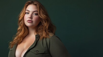Naklejka premium beautiful female model plus size on a simple isolated background