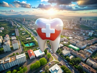 Dental Emergency Icon Featuring Tooth Symbol and Medical Cross for Urgent Dental Care Services