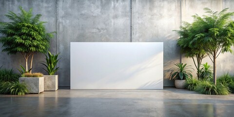 Empty white room with plants in a modern building
