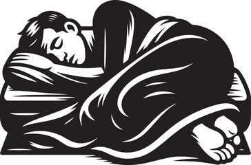 man sleeping peacefully silhouette vector