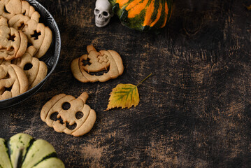 Halloween cookies in shape of jack-o-lantern