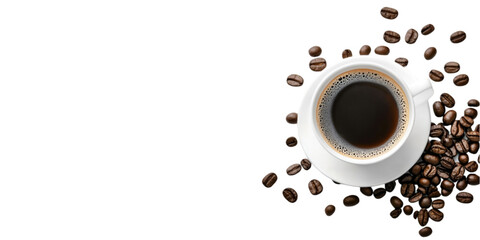 Obraz premium Espresso Cup with Coffee Beans Isolated