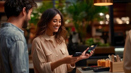 Contactless payment users completing transactions with a tap of their phone