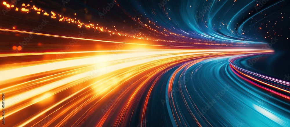 Canvas Prints speed and light trails in a tunnel of neon colors