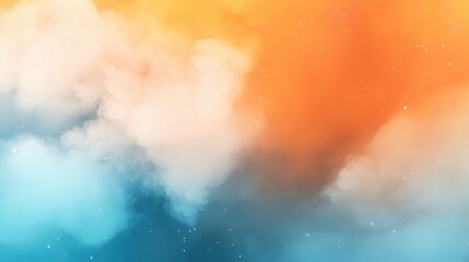 Abstract Background with Smoke and Dust in Soft Orange and Light Blue Tones, Watercolor Style with Copy Space