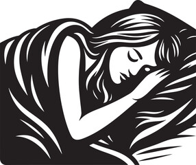 Woman sleeping peacefully silhouette vector