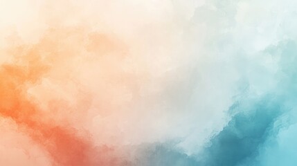 Fototapeta premium Abstract Background with Copy Space in Soft Orange and Blue Tones, Watercolor Style with Smoke-Like Elements