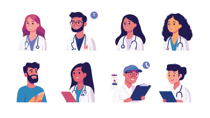 Set of Doctor Cartoon flat vector illustration