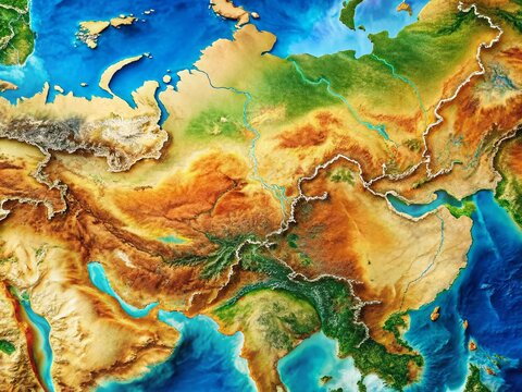 Detailed Map Highlighting the Location of the Gobi Desert in Central Asia with Geographic Features