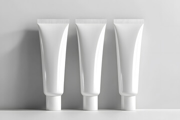 White glossy plastic tube with cap mockup isolated on white background