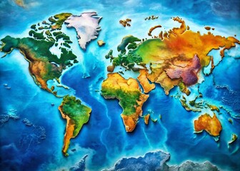 Detailed Map of Continents and Oceans of the World for Educational and Informational Purposes