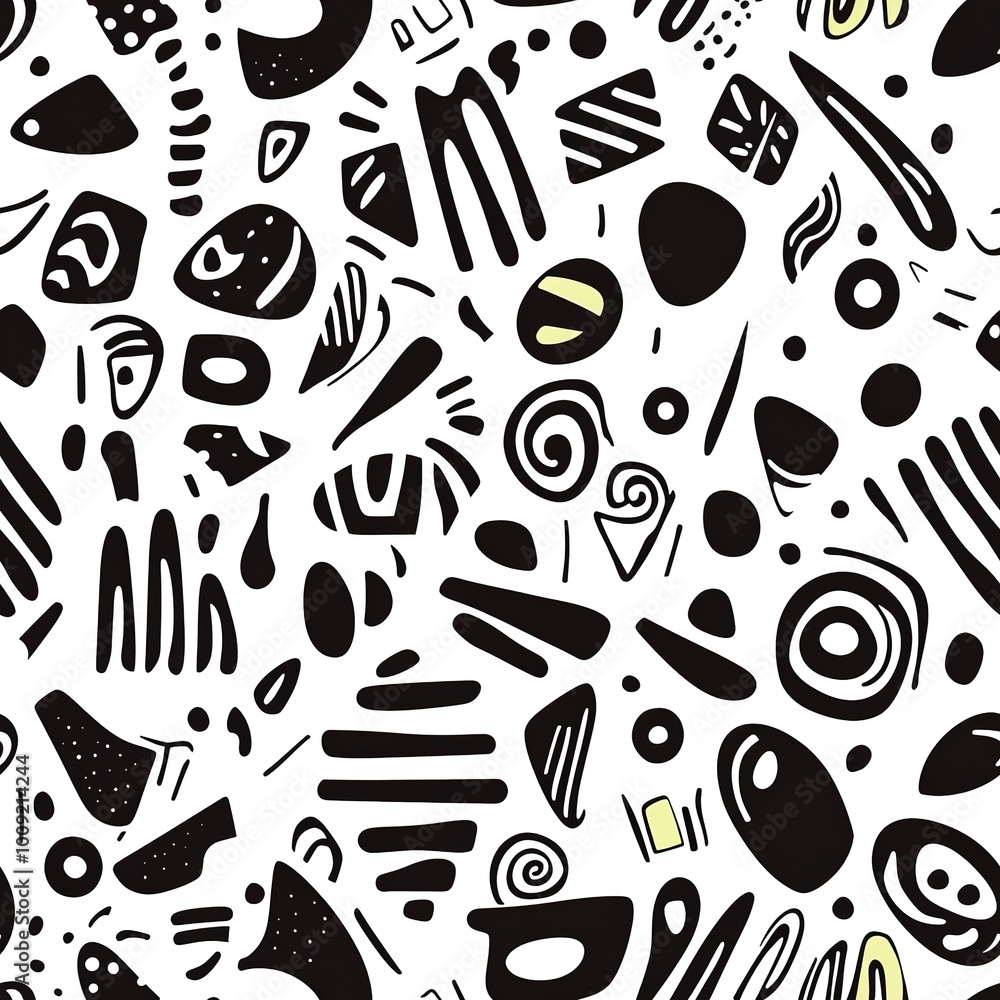 Poster monochrome seamless pattern with a simple abstract drawing. vector illustration.