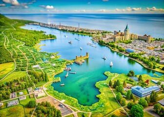 Detailed Map of Green Bay Wisconsin Highlighting Landmarks and Natural Features in Vibrant Colors