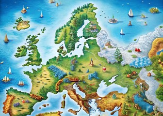Detailed Map of Northern Europe and Scandinavia Featuring Major Cities, Landmarks, and Borders