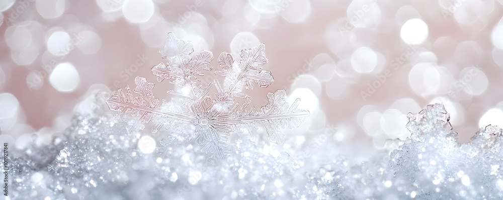 Poster intricate snowflake structure under microscope - discover the hidden beauty of winters perfect froze