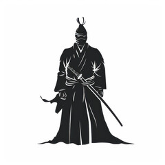 A simple, minimal linear illustration of an ancient samurai