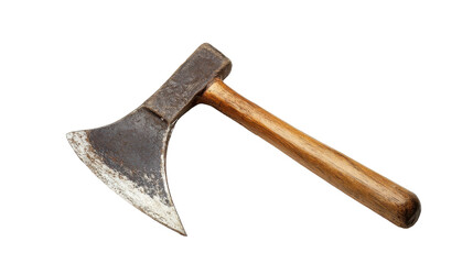 The rustic charm of an old axe resting on a clean surface, on the transparent background. PNG Format