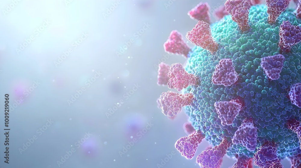 Poster microscopic view of virus mutation - insights into evolving biological threats and global health cha