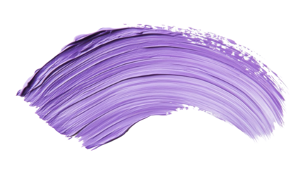 Vivid brush strokes of lavender paint blend beautifully on a white canvas, on the transparent background. PNG Format