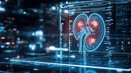 Obraz premium A digital scan of a human kidney is displayed on a computer screen.