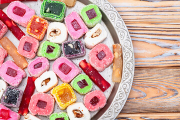 Turkish delight candy . Rahat lokum photography