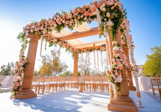 indian wedding decoration with mandap