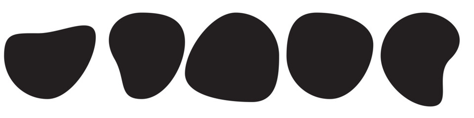 Organic amoeba blob shape abstract colorful vector illustration isolated on white background. Set of irregular round blot form graphic element. doodle drops collection. Contemporary banner S