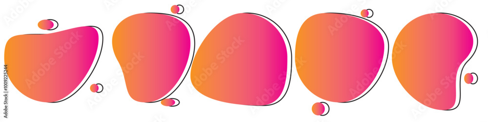 Poster organic amoeba blob shape abstract colorful vector illustration isolated on white background. set of
