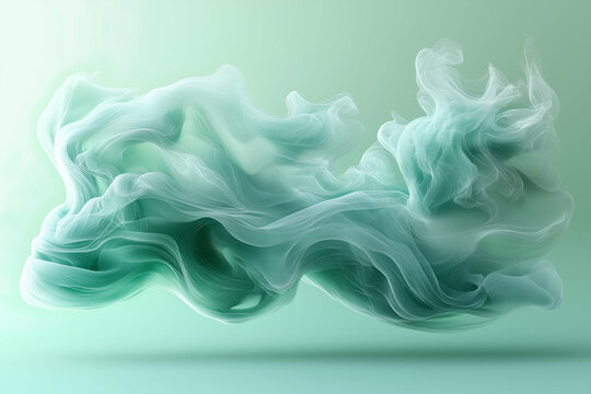 wispy cloud of green smoke floating in mid-air against a soft green backdrop, resembling ethereal cotton candy. Generative AI