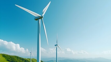 Renewable Harmony Reforestation and Green Energy Synergy - Reviving Wildlife and Nature Through Sustainable Wind Turbines in a Thriving Forest Landscape