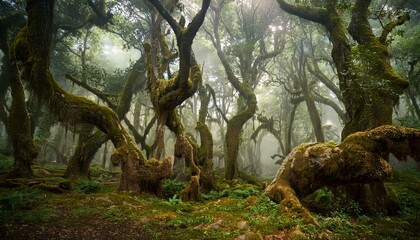 Mystical moss-covered forest