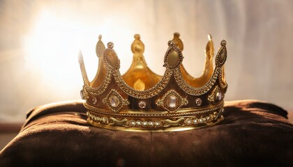 Golden crown on a cushion
