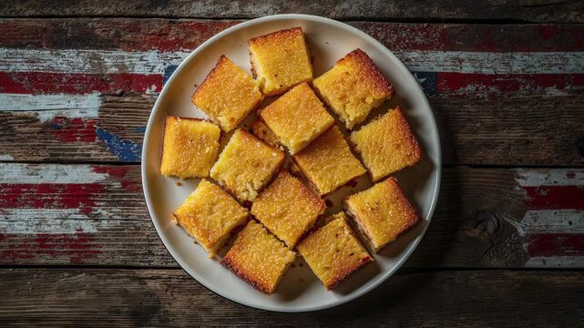 Delicious Golden Cornbread on Rustic Wooden Table