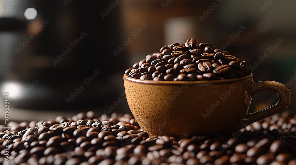 Wall mural Artistic Arrangement of Coffee Beans in a Cup