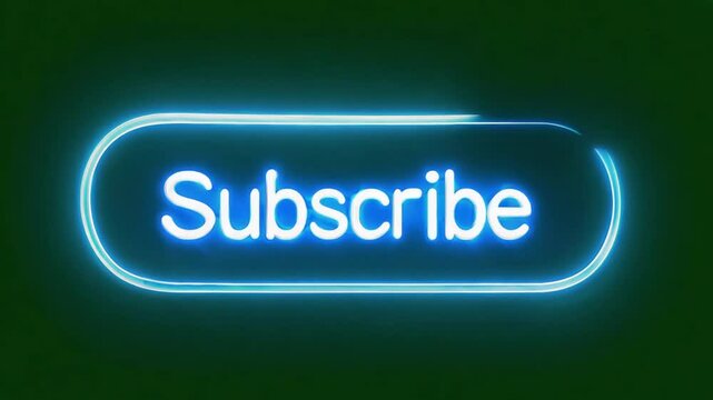 A glowing green "Subscribe" button with a clean design, representing a call to action for online subscriptions or content engagement