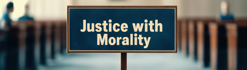 Fototapeta premium Justice with Morality is powerful statement that emphasizes importance of ethical principles in pursuit of justice. This captures sign that reflects these values in solemn setting