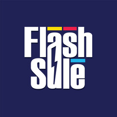 Flash sale logo with a thunder icon on bold modern lettering. Big sale special discount banner, poster, template design. Flash sale tag, sticker, label, badge. Creative typography.