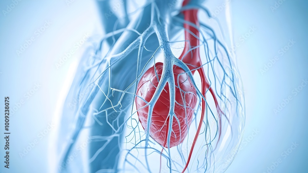 Poster dynamic heartbeat vivid illustration of the system with red cells in motion - visualizing life force