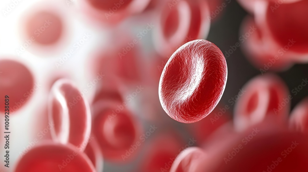 Poster intricate structure of red cells under microscope - detailed scientific visualization of cellular pa