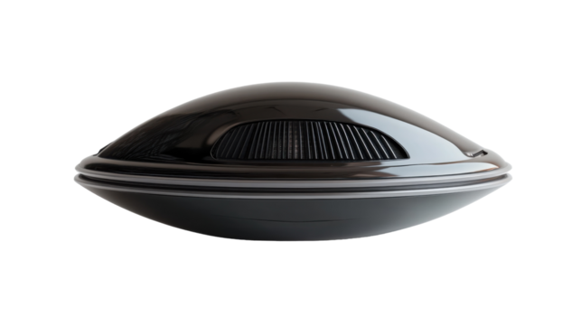 Futuristic flying saucer design on a light background with elegant curves, on the transparent background. PNG Format