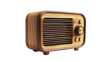 Vintage wooden radio design capturing nostalgia in a stylish setting, on the transparent background. PNG Format