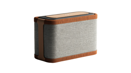 Elegant portable speaker designed with a modern aesthetic for music lovers, on the transparent background. PNG Format
