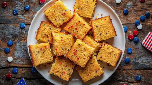 Traditional Thanksgiving Cornbread on Rustic Wooden Table