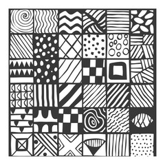 Black and White Hand Drawn Abstract Geometric Pattern