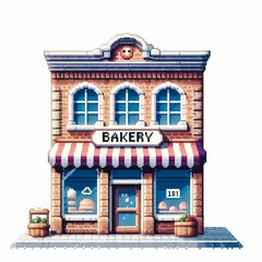 Illustration against light background with space for text, pixel art style