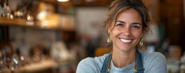 Happy jewelry business owner, Generative AI