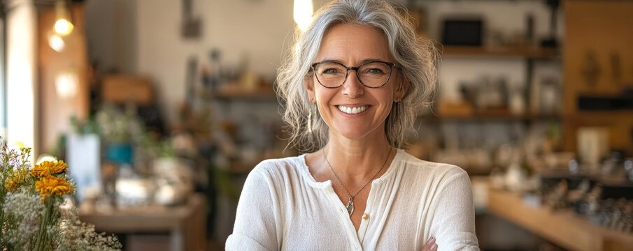 Happy jewelry business owner, Generative AI