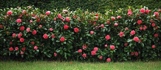 Fototapeta premium Pink Camellia Hedge
