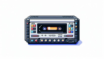 Fototapeta premium Illustration against light background with space for text, pixel art style